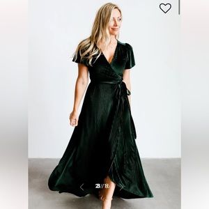 Baltic Born Emerald Andi Ribbed Velvet Wrap Dress